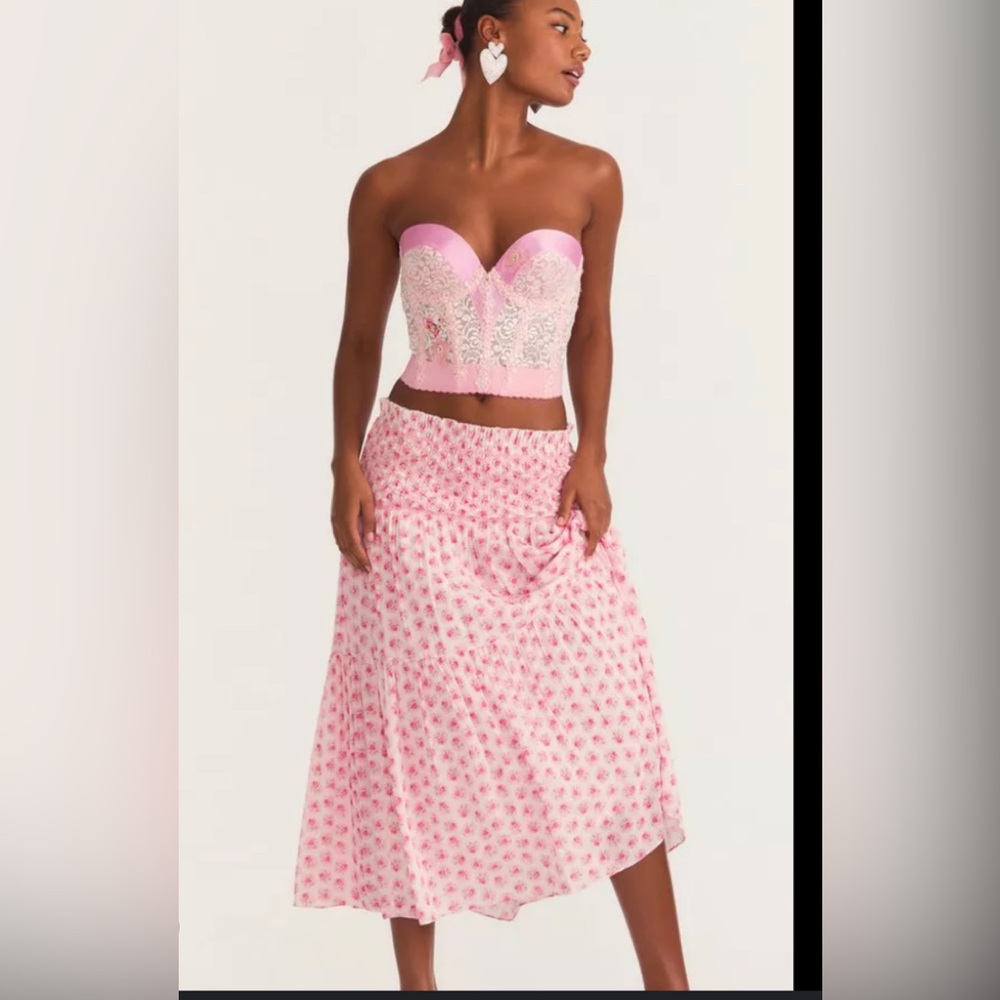 LoveShackFancy swift skirt in pink divine